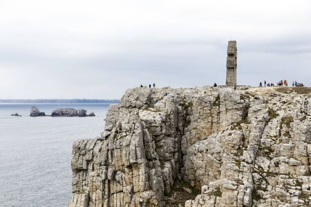 Pointe de Pen-Hir, France, monument to the Britons of Free France at a promontory on the Crozon peninsulaの写真素材