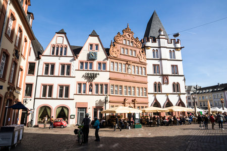 Trier, Germany. Historic buildings of the Market Square (Marktplatz) in the Old Town (Altstadt)のeditorial素材