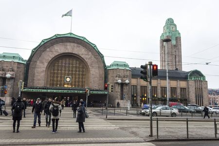 Helsinki Central Station (Helsingin paarautatieasema), main station for commuter rail and long-distance trains departing from Helsinki, Finlandのeditorial素材