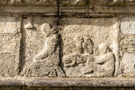 Guehenno, France. The Calvary of Guehenno, dating from 1550, one of the seven great calvaries...