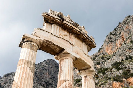 Delphi, Greece. The Tholos of Delphi, a circular temple and one of the ancient structures of the...