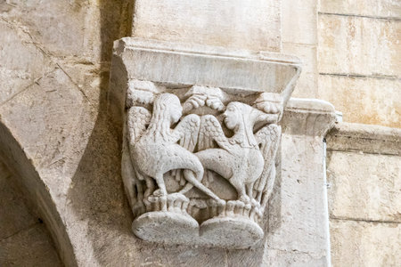 Socobio, Spain. Details of the interior of the Collegiate Church of Santa Cruz (Holy Cross) in...