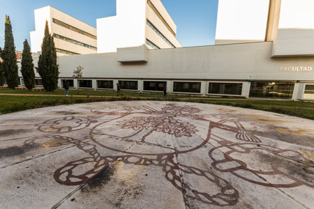Valladolid, Spain. Faculty of Sciences and emblem of the University of Valladolid in Castilla y Leonのeditorial素材