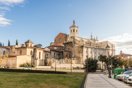 Valladolid, Spain. Views of the ruins of the Collegiate Church of Saint Mary and of the incomplete Cathedralのeditorial素材