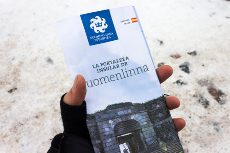 Helsinki, Finland. Pamphlet in Spanish of the fortress island of Suomenlinna. A World Heritage Site...