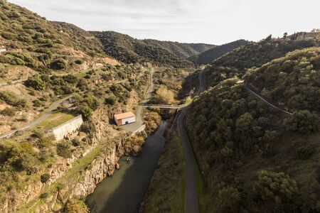 Lora del Rio, Spain. The dam and reservoir of Jose Toran, a water reservoir in the river Guadalbarcar built in 1992の写真素材
