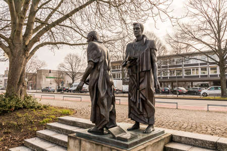 Hannover, Germany. The Denkmal der Gottinger Sieben (Monument to the Gottingen Seven), a sculpture complex dedicated to seven university professorsのeditorial素材
