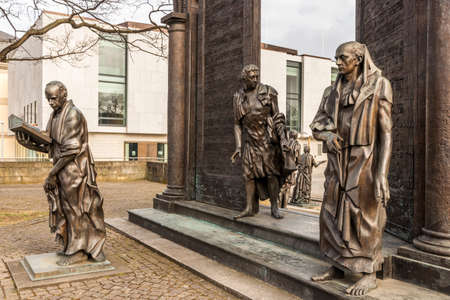 Hannover, Germany. The Denkmal der Gottinger Sieben (Monument to the Gottingen Seven), a sculpture complex dedicated to seven university professorsのeditorial素材