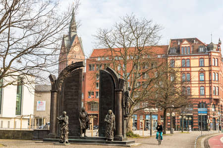 Hannover, Germany. The Denkmal der Gottinger Sieben (Monument to the Gottingen Seven), a sculpture complex dedicated to seven university professorsのeditorial素材