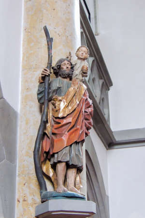 Vaduz, Liechtenstein. Religious sculpture inside the Cathedral of St. Florinのeditorial素材