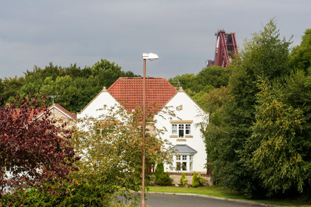 Edinburgh, Scotland. Painting, maintenance and repair works in the Forth Rail Bridge, as seen from...