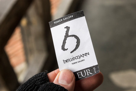 Tallinn, Estonia. Entrance ticket to the walls and towers of the Old Town of Tallinn, from the Hellemann Tower gallery. A World Heritage Siteのeditorial素材