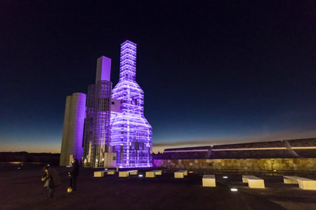 Santiago de Compostela, Spain. The Hejduk Towers, part of the complex of the City of Culture of Galicia (Cidade da Cultura), designed by Peter Hejdukのeditorial素材
