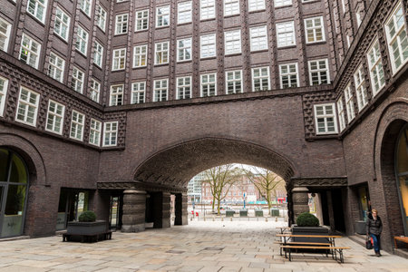 Hamburg, Germany. The Chilehaus (Chile House), an exceptional example of the 1920s German Brick Expressionism style of architectureのeditorial素材