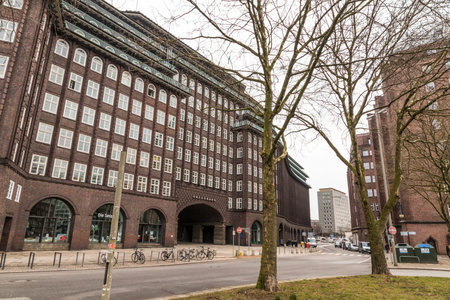 Hamburg, Germany. The Chilehaus (Chile House), an exceptional example of the 1920s German Brick Expressionism style of architectureのeditorial素材