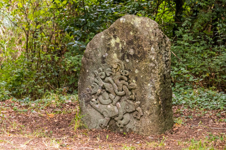 Catoira, Spain. The Torres de Oeste (West Towers), a walled complex of ruined castles in Galicia surrounded by marshesの写真素材