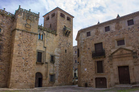 Caceres, Spain. The Palacio de los Golfines de Abajo (Lower Golfines Palace) in the Old Monumental Town, a World Heritage Siteのeditorial素材