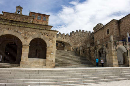 Caceres, Spain. The Arco de la Estrella (Arch of the Star), entrance to the Old Monumental Town, a World Heritage Siteのeditorial素材