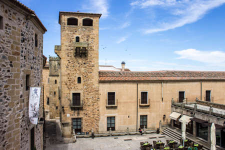 Caceres, Spain. The Palacio de los Golfines de Abajo (Lower Golfines Palace) in the Old Monumental Town, a World Heritage Siteのeditorial素材