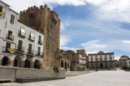 Caceres, Spain. The Torre de Bujaco (Bujaco Tower) in the Old Monumental Town, a World Heritage Siteのeditorial素材