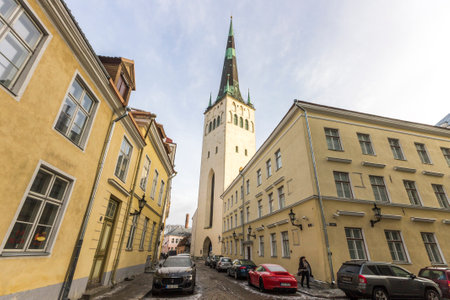 Tallinn, Estonia. St. Olaf's Church (Oleviste kirik), a 12th Century Baptist in the Old Townのeditorial素材