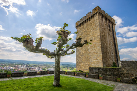 Monforte de Lemos, Spain. The Torre del Homenaje (Keep) of the Monastery of San Vicente do Pino, now a Parador Nacionalのeditorial素材