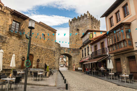 Salas, Spain. The Palace of Valdes-Salas and the Valdes Tower in this town in Asturiasのeditorial素材