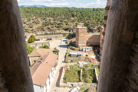 Buitrago del Lozoya, Spain. Views of the Mendoza Castle from the viewpoint of the belfry of the church of Santa Maria del Castilloのeditorial素材