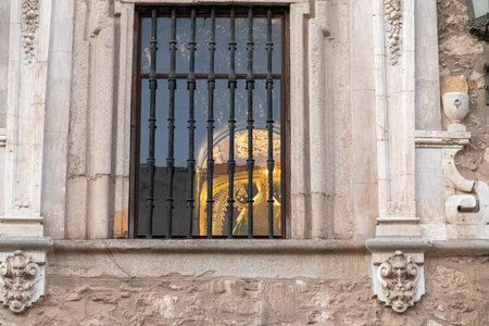 Ciudad Real, Spain. Detail of window of the Catedral de Nuestra Senora del Prado (Our Lady Saint Mary of the Prado Cathedral), a Gothic templeのeditorial素材