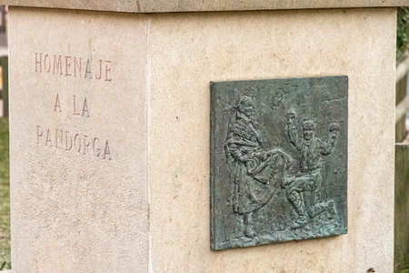 Ciudad Real, Spain. The Homenaje a la Pandorga (Homage to Pandorga), a tribute monument to a massive popular festival in the town of La Manchaのeditorial素材