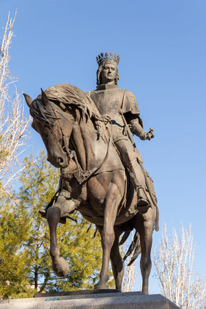 Ciudad Real, Spain. Monument to king Juan II de Castilla (John II of Castile), which gave Ciudad...