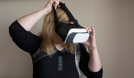 Woman using a VR headset