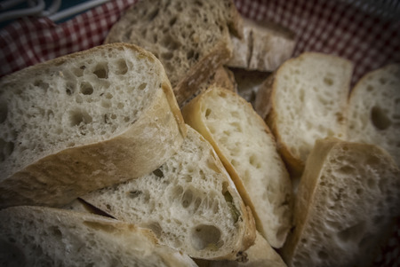 Close-up of pieces of a sliced breadの写真素材