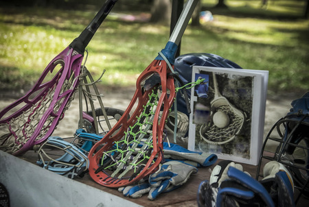 A close-up of lacrosse sporting equipmentの写真素材