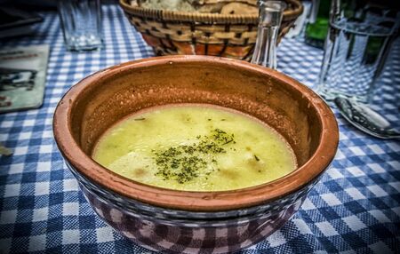 A bowl of a traditional Serbian veal soupの写真素材
