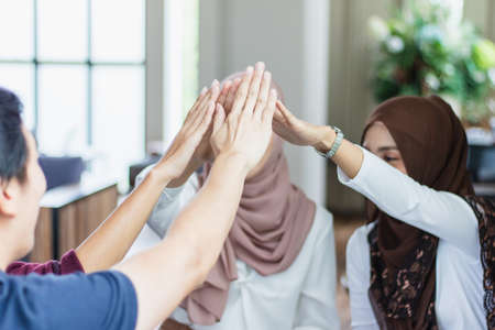 Hands of success startup teamwork.Team work Togetherness Collaboration Conceptの写真素材