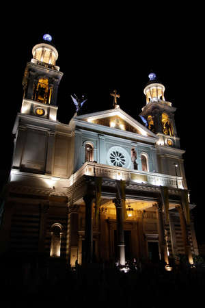 Night view of Basilica of Our Lady of Nazareth at CÃ­rio de NazarÃ© in BelÃ©m, ParÃ¡, Amazon, Brazil.のeditorial素材