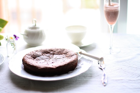 chocolate cake and tea for high tea imageの写真素材
