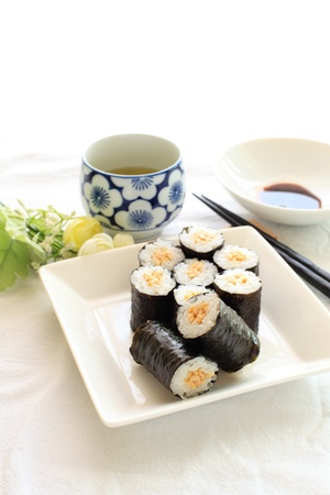 Japanese sushi roll with natto insideの写真素材