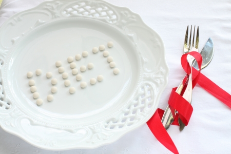 diet pill on dish for medical imageの写真素材