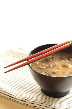 Japanese cuisine, nameko miso soupの写真素材