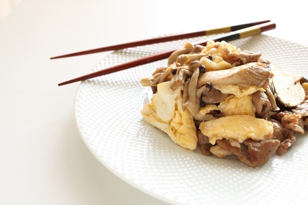 Chinese cuisine, Eringi and pork stir friedの写真素材