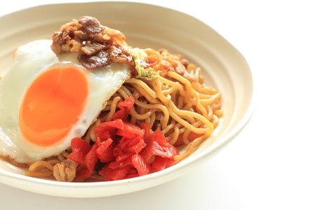Japanese cuisine, fried noodles with sunny side up eggの写真素材