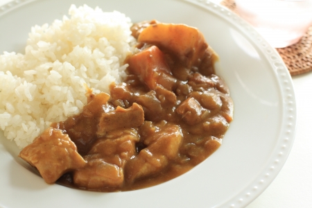 japanese pork curry with steamed riceの写真素材