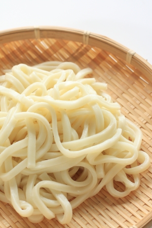 Japanese cuisine, udon noodles on bamboo basketの写真素材