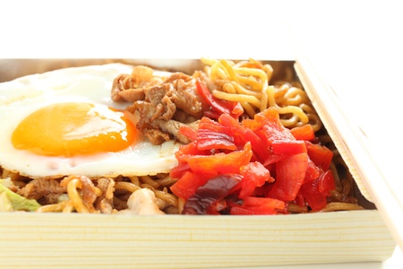 Japanese cuisine, fried noodles with sunny side upの写真素材