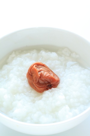 japanese cuisine, healthy breakfast rice porridge and plum の写真素材