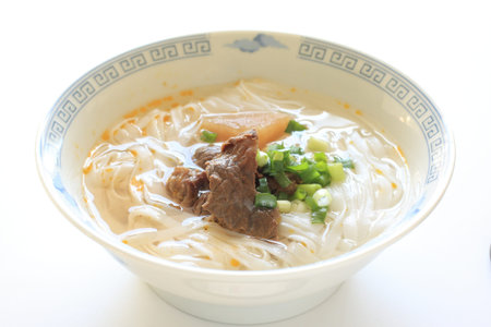 chinese cuisine, simmered beef tendon on Rice noodles