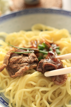 Chinese food, simmered beef on ramen noodlesの写真素材