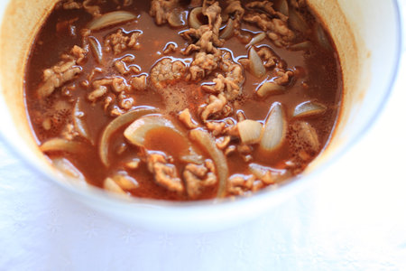 japanese food, beef and onion stewの写真素材